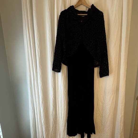 Cornelia Women Sz S Y2K Velvet Burnout Black Leopard Bodice Maxi Dress & Top - Picture 13 of 13